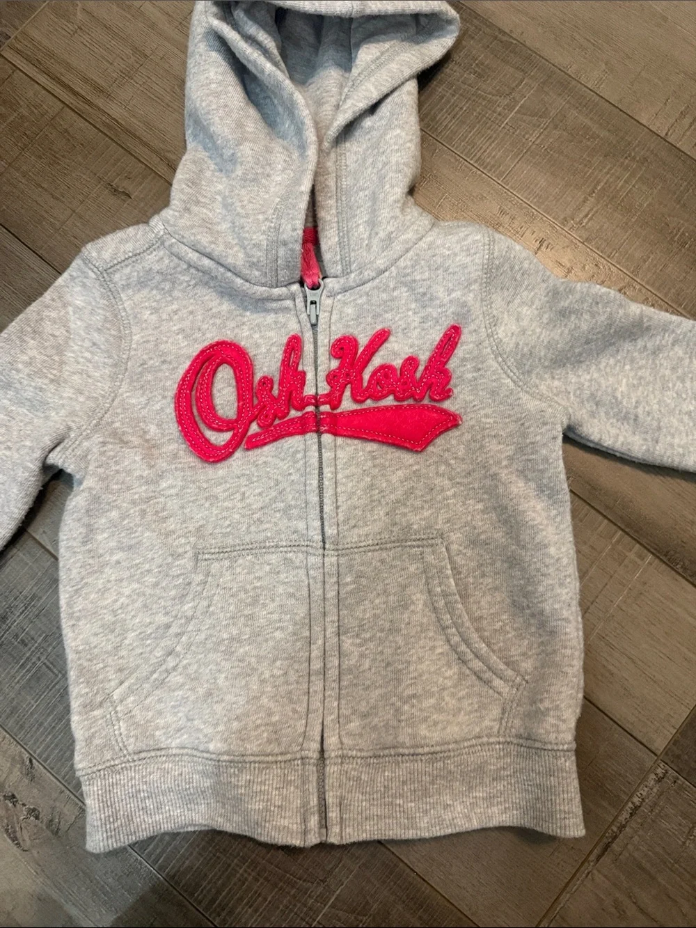 OshKosh B'gosh Grey Hoodie and Black Zip Jacket with Pink Trim